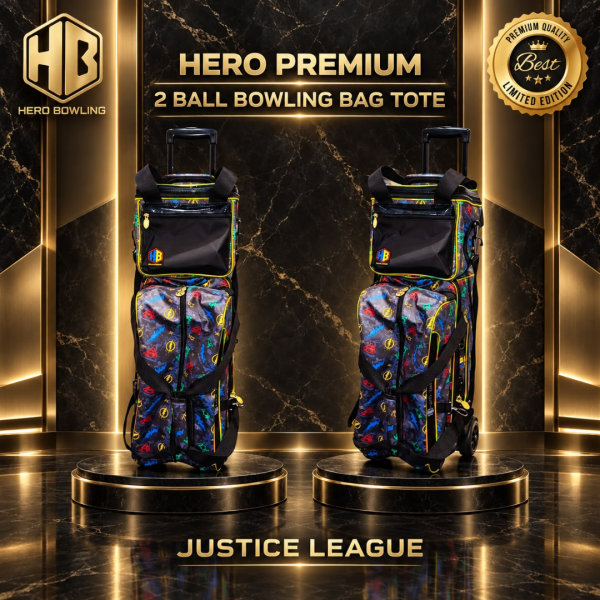 Premium 2 Ball Tournament Roller Tote Bowling Bags (Justice & Supervillain Designs)