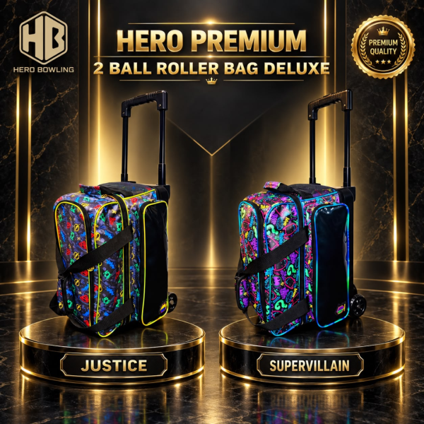 Premium 2 Ball Roller Bowling Bags Deluxe (Justice & Supervillain Designs)
