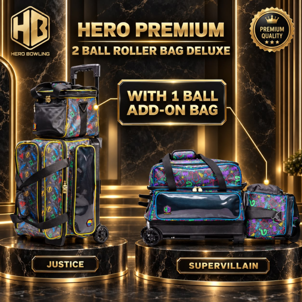 Premium 2 Ball Roller Bowling Bags Deluxe (Justice & Supervillain Designs)