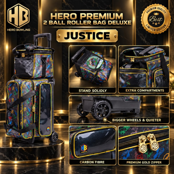 Premium 2 Ball Roller Bowling Bags Deluxe (Justice & Supervillain Designs)
