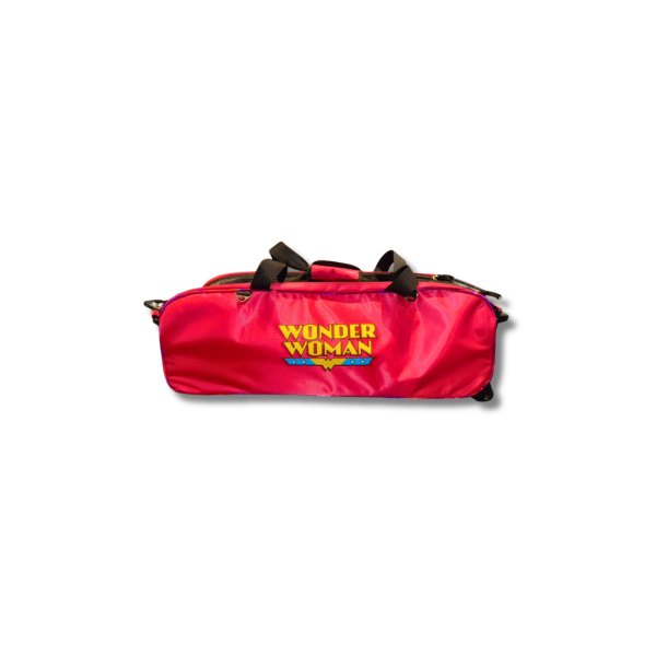 76 DC Wonder Woman Design 3 Ball Tournament Roller Tote Bowling Bag (Add on Shoe Bag)