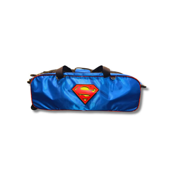 DC The Superman Design 3 Ball Tournament Roller Tote Bowling Bag (Add on Shoe Bag)