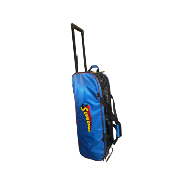 DC The Superman Design 3 Ball Tournament Roller Tote Bowling Bag (Add on Shoe Bag)